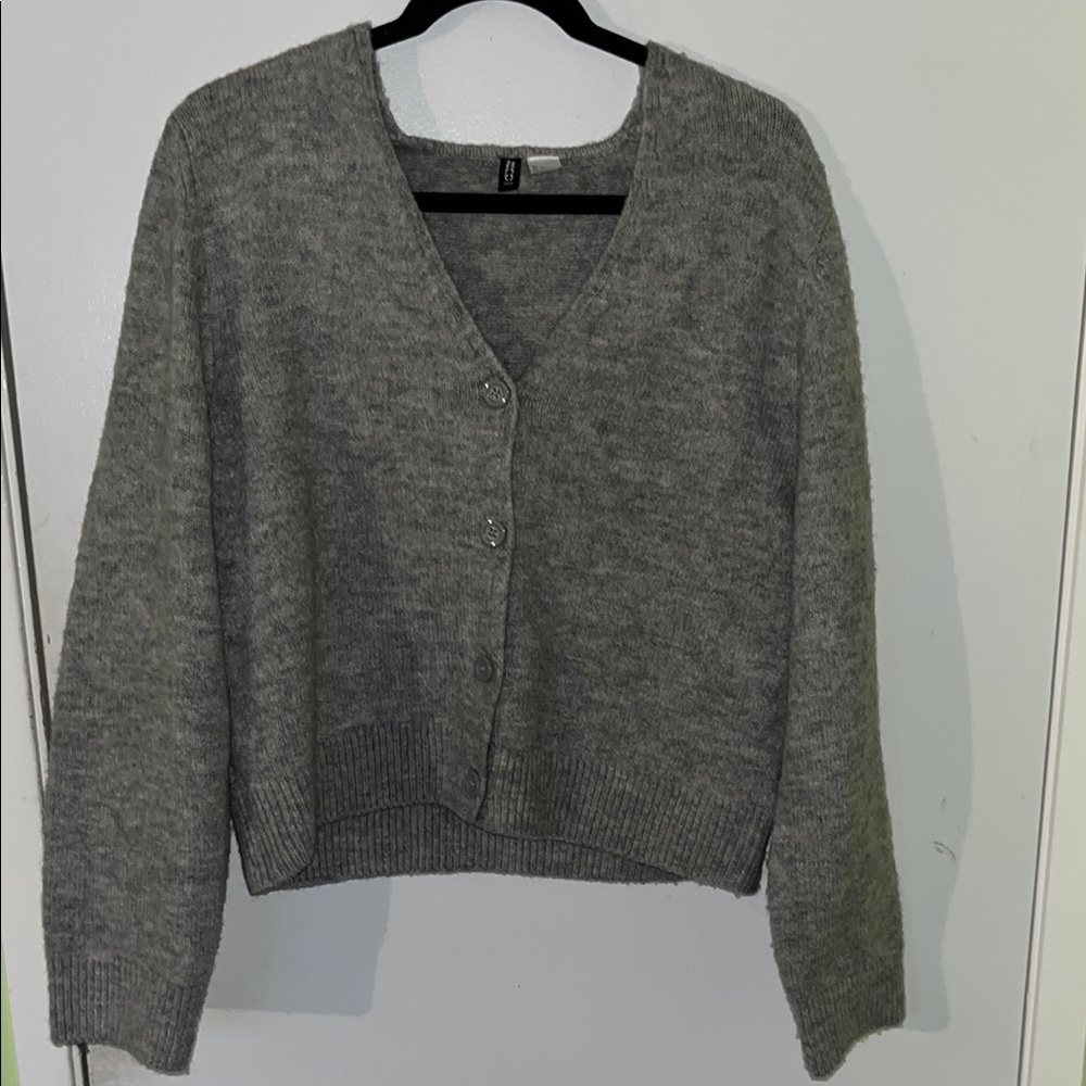 H&M Heather Gray Button-Up Cardigan